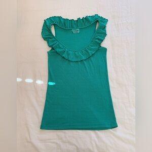 Michael Stars Y2K Fairy Turquoise Ruffled Tank Top